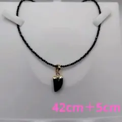 【42cm・ネックレス】「天然石ブラック・オニキス」&ブラック・スピネル