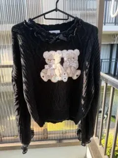 LIZLISA Twin Bearsニットトップス ブラックのサムネイル