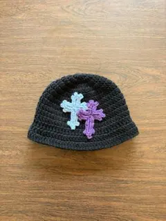 ハンドメイドクラッシャーバケットハット　ブラック2cruz男女兼用　P×WB