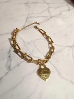 TIFFANY&Co. ハートチャーム ブレスレット ゴールドカラー ノベルティ 