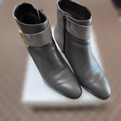 ダークブラウン ショートブーツ ジッパー付き