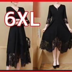 6XLワンピース フォーマル 結婚式 着痩せ　体型カバー　お呼ばれ