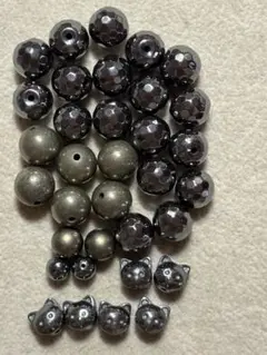 小分け譲り品) パイライト・ヘマタイト(カット玉・猫型・小粒丸)