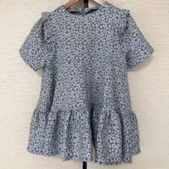 Fit more フィットモア フラワージャガードティアードトップス ブルー