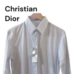 未使用タグ付 Christian Dior ストライプシャツ ブルー系 長袖M