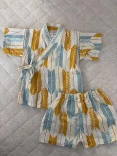 甚平 80cm 青・黄・白の幾何学模様