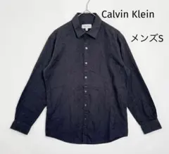 Calvin KleiメンズS長袖シャツ 黒 柄物 カジュアル 綿100 羽織りのサムネイル
