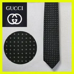 美品】グッチ ネクタイ ブラック グレー GG柄 マーモント【イタリア製