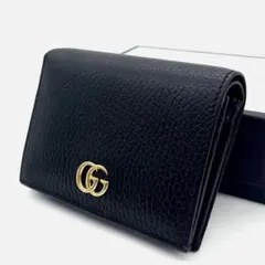 GUCCI 접이식 지갑 블랙 GG 마몬트 컴팩트 상자 가방 포함