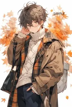 2747眼鏡君と秋ステッカー