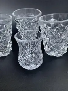 美品/昭和レトロアンティーク　ガラスグラス4コセット