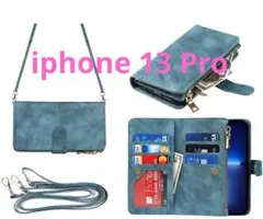 Eastwave　iPhone 13 Pro ケース 手帳型 財布型 ブルー