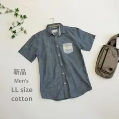 新品✴ メンズ LL クロッシー 綿100％ cotton 半袖 シャツ デニムのサムネイル