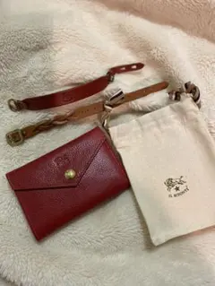 IL BISONTE 二つ折り財布 レッド レザー　おまけつきのサムネイル