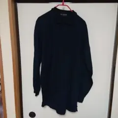 Mr. JUNKO ネイビー 長袖ポロシャツ 昭和レトロ