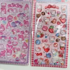 可愛大人気ハローキティ　メロディ3D立体硬いシール2枚セット台紙なし