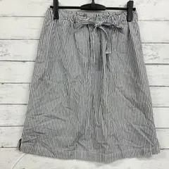 ペルソディア スカート 台形 ウエストリボン ストライプ 綿100% 個性的 L
