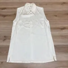 フランス製♡ノースリーブ ブラウス ホワイト 襟付き
