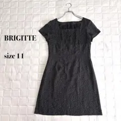 BRIGITTE ワンピース 11号 半袖 ドット柄 ブラック フォーマル日本製のサムネイル