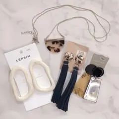 べっ甲柄アクセ ピアス ネックレス 4点セット