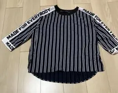 ZARA BASIC ストライプ 五分袖 トップス　スポーティー　US Sサイズ