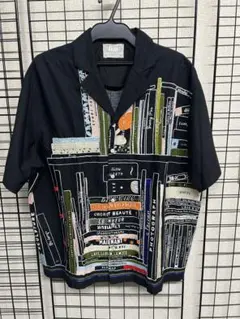 mii 本棚モチーフ 刺繍 半袖シャツ ブラックのサムネイル