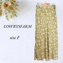 LOWRYSFARM フレアロングスカート F うぐいす色 小花柄 3181