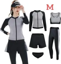 [Adigaber] 水着 体型カバー ラッシュガード 5点セット Mサイズ