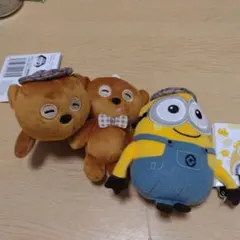 ミニオン　マスコット　ボブ＆ティム　チェックスタイル　3体セット