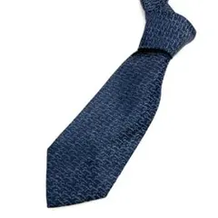 Y2502-8【極美品】GUCCIグッチ　シルク　ネクタイ　総柄　ネイビー　ロゴ