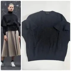 Drawer ドゥロワー 21AW カシミヤ7G畦編みクルーネック フリルニット