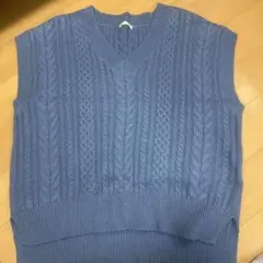 GLACIER ケーブル編み ニットベスト ブルー