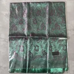 100%シルク 花柄 ストール 緑
