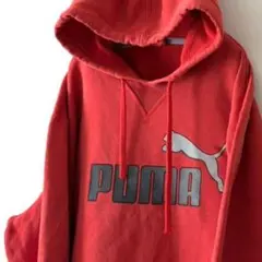プーマ ロゴ スウェット パーカー L レッド 赤 古着