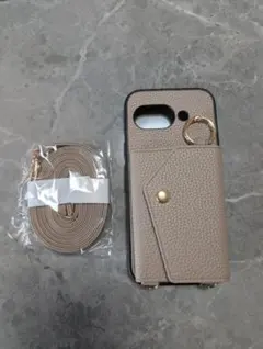 ベージュ スマホケース ショルダーストラップ付き