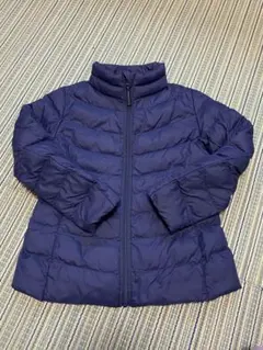 ユニクロ キッズ ネイビー キルティングダウンジャケット 110cm フードなし