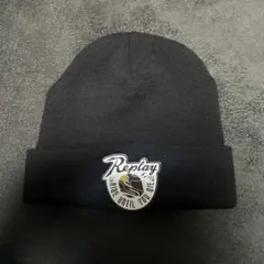 Replay ニット帽 黒刺繍ロゴ