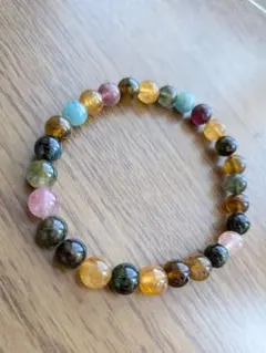 透明感ありレトロカラー♡シックなカラフルトルマリン ブレスレット 
