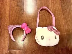 ハローキティ USJ ユニバ　ぬいぐるみショルダーバッグ　カチューシャセット