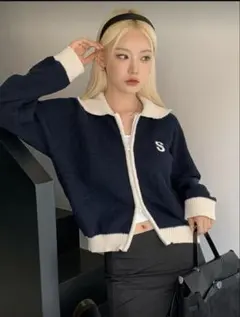 Dazy グレー　ニット　セーター　ハーフジップ