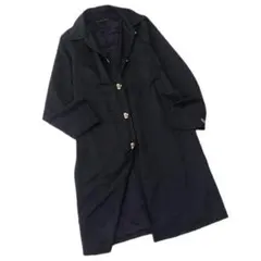 【美品】ラルフローレン　ロングコート　トレンチコート　日本製　コットン　無地　黒のサムネイル