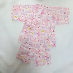 花柄ウサギ模様甚平 100cm ピンク