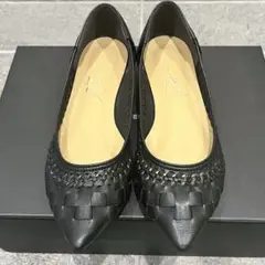 LE TALON ルタロン ポインテッドサシメッシュフラットパンプス 黒