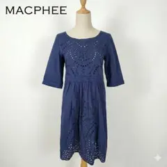 MACPHEE トゥモローランド パンチングレース 七分袖ワンピース 38のサムネイル
