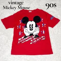 〜90s ヴィンテージ ミッキーマウス Tシャツ 赤 シングルステッチのサムネイル