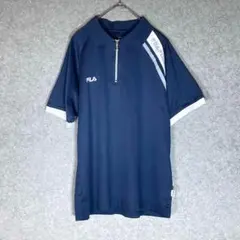 FILA（M）ハーフジップポロシャツ☘️半袖/ウェア/スポーツ