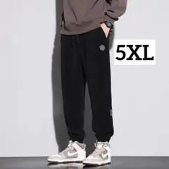 メンズ　ジョガーパンツ リブパンツ　コーデュロイ　5XL 6L 黒　ブラック