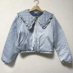 M❇︎ axesfemme POETIQUE キルティングビッグ襟ブルゾン グレー