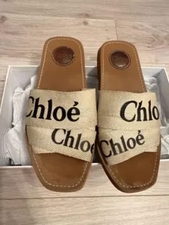 Chloé サンダル ロゴ キャンバス クロエ レディース 37 24cm 袋箱