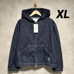 ZARA ステッチディテール入りデニムフーディジャケット XL 新品 インディゴ